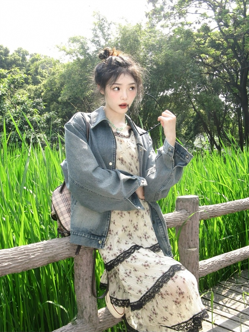 法式蕾丝碎花吊带连衣裙女