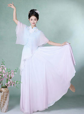 出租檐下声双层360°大裙摆舞蹈服民族古风汉服舞台表演出装租赁
