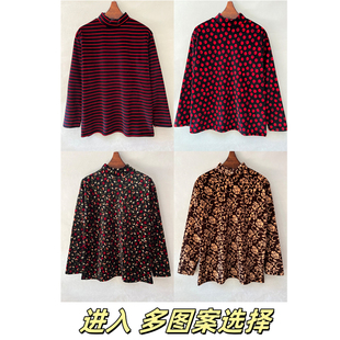 秋冬季中老年女长袖加绒奶奶T恤金丝绒打底衫保暖内上衣妈妈高领