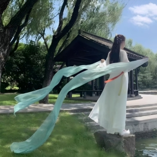 古典舞蹈披帛丝巾汉服绸子飘逸敦煌飘带天女散花飞天舞七彩带古风