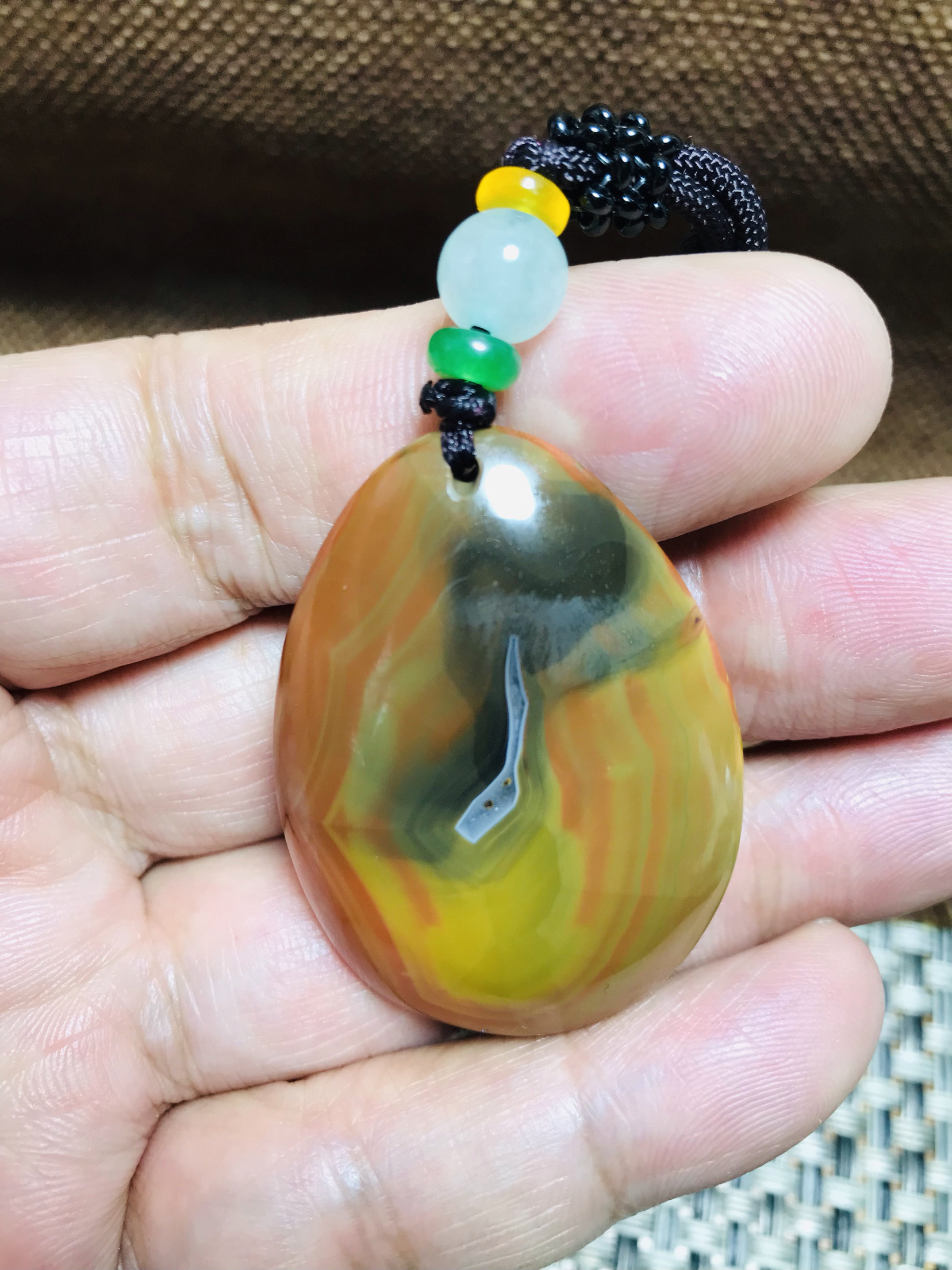 天然正品战国红玛瑙精美吊坠挂件毛衣链 46*33*14mm