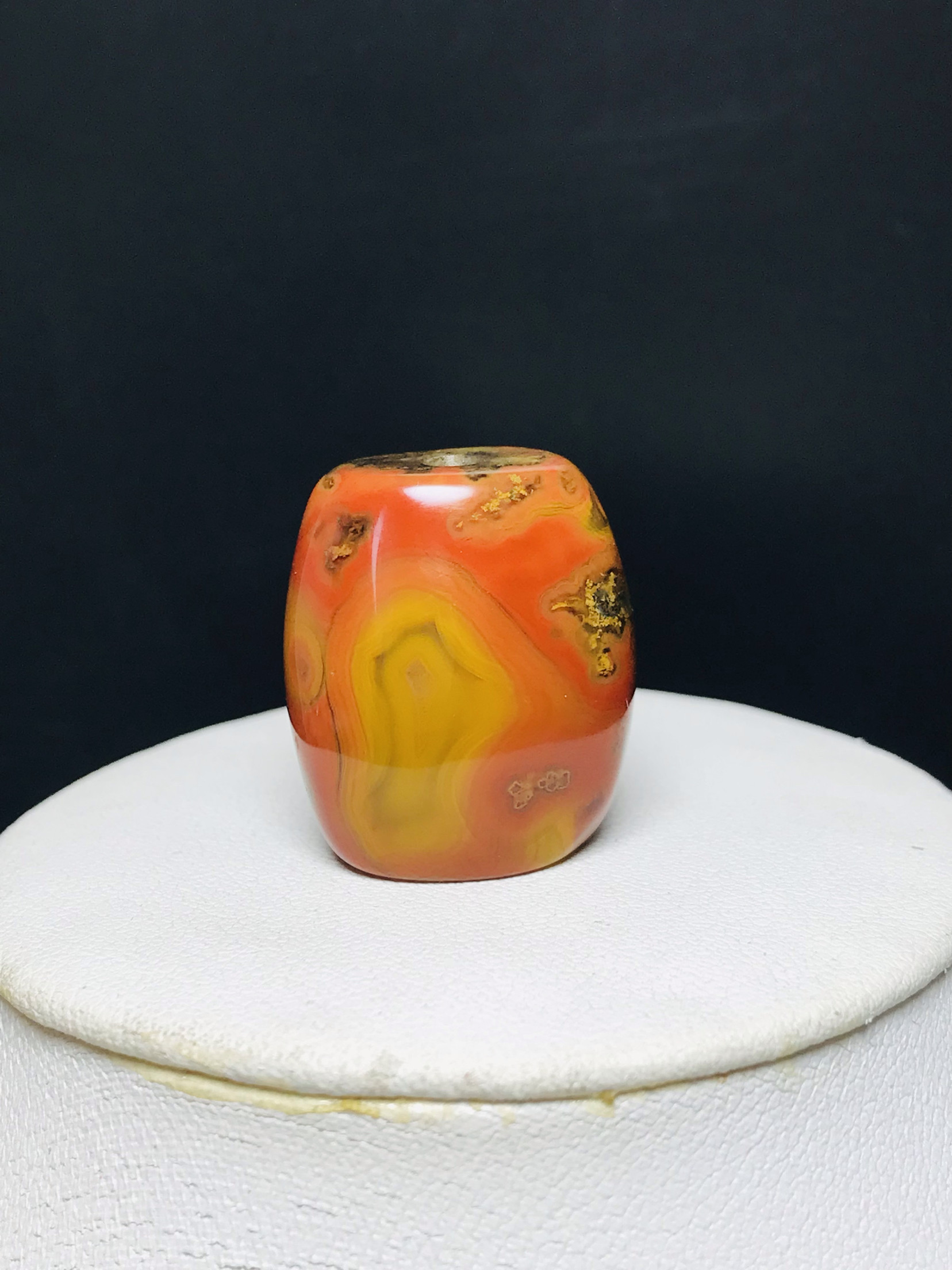 天然七彩战国红玛瑙贝云吊坠文玩DIY配件