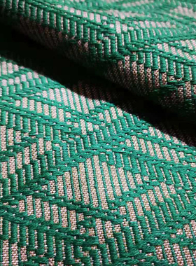 几何绿色全棉线提花色织布服装包袋抱枕布艺艺术家居装饰