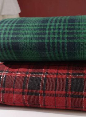 纯棉格子布绿色格子红色格子幅宽145cm包袋用布手工DIY面料