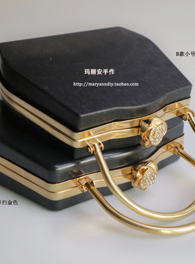 特价葫芦手挽盒子口金扫金18cm玫瑰花头带钻diy晚宴手包五金配件