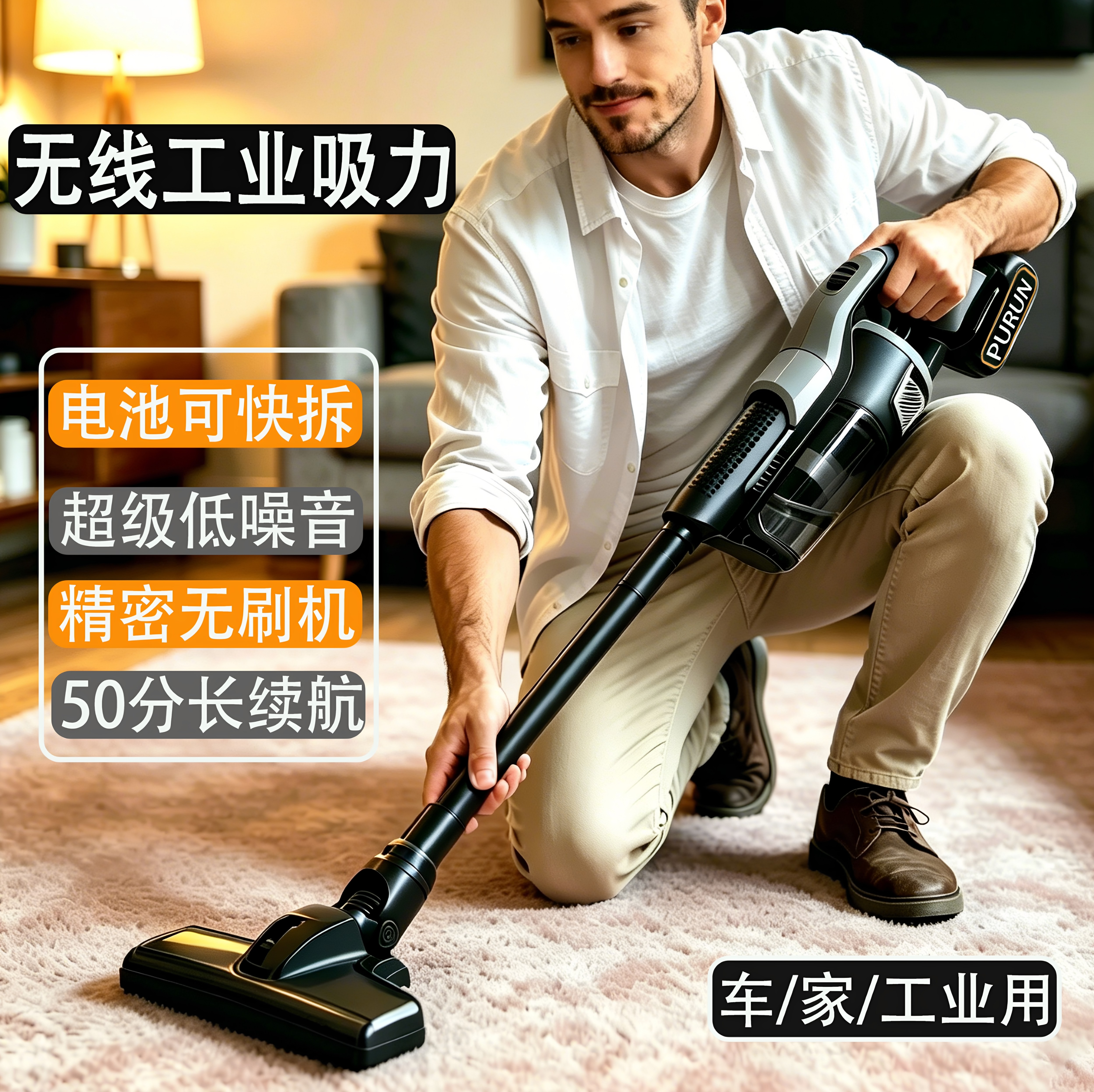 无线吸尘器家用大吸力便携手持式锂电吸尘机吸猫毛车载吸拖一体机