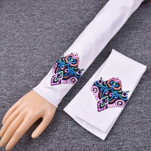 民族风防寒 子女秋冬保暖加绒护臂加厚工作上班长款 皮袖 套女pu假袖