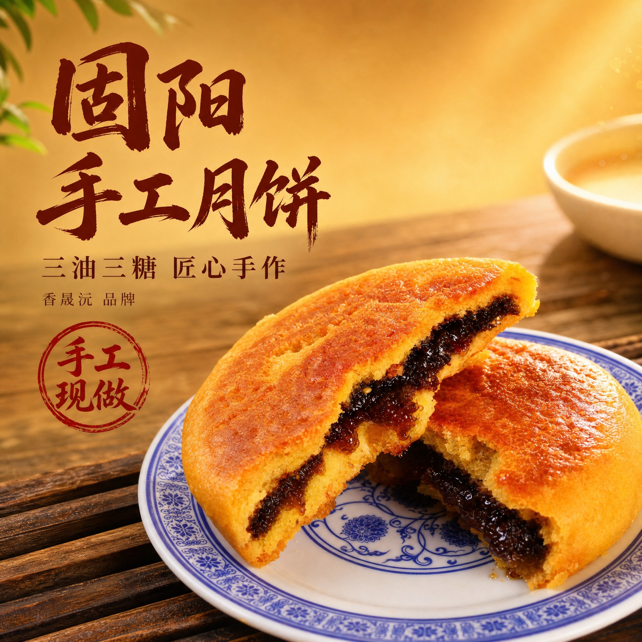 固阳手工月饼红糖饼纯手工老式月饼内蒙古特产手工现做三油三糖