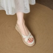法式 新款 绝美坡跟凉鞋 羊皮版 女款 2025夏季 百搭配裙子厚底凉拖鞋