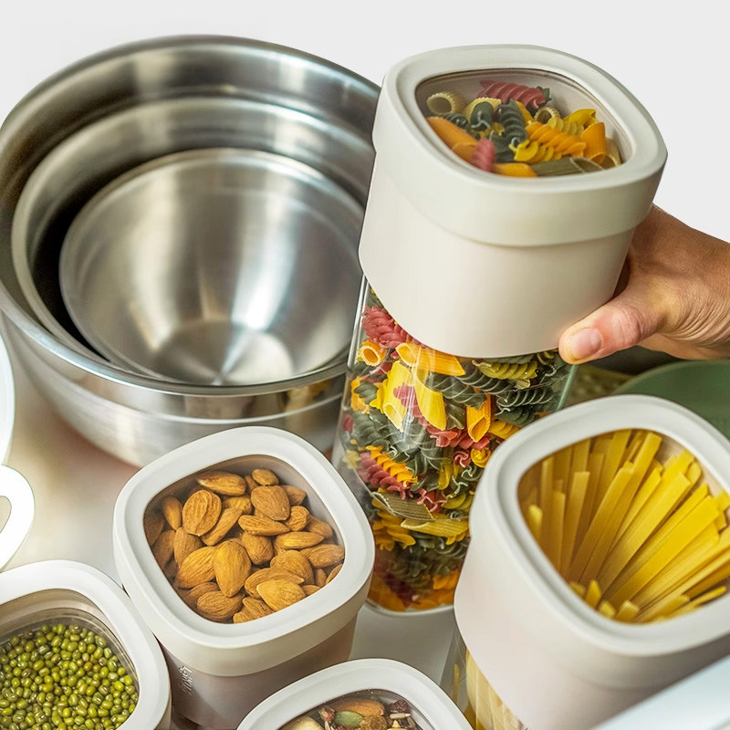 乐葵翻转收纳盒方形透明厨房储物罐密封食品级保鲜多功能食物收纳