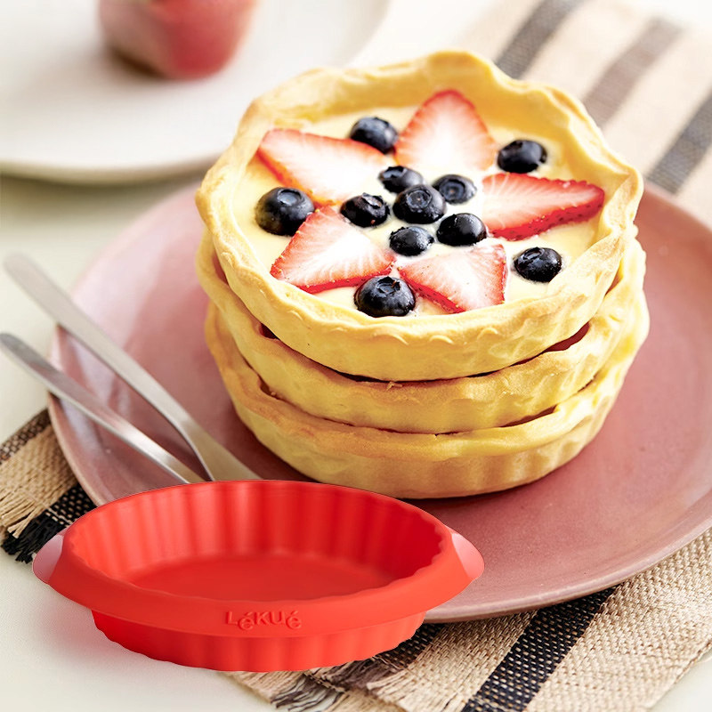 乐葵圆形烘焙模具硅胶蛋糕模具酥塔模家用烘焙工具红色甜品派模具