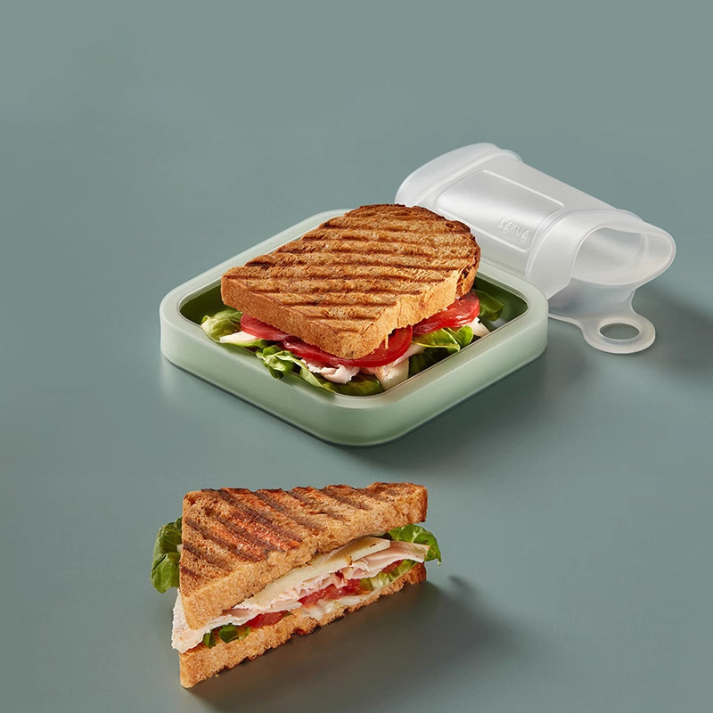 乐葵迷你方形三明治保鲜盒微波炉适用便携密封食物收纳法棍吐司盒