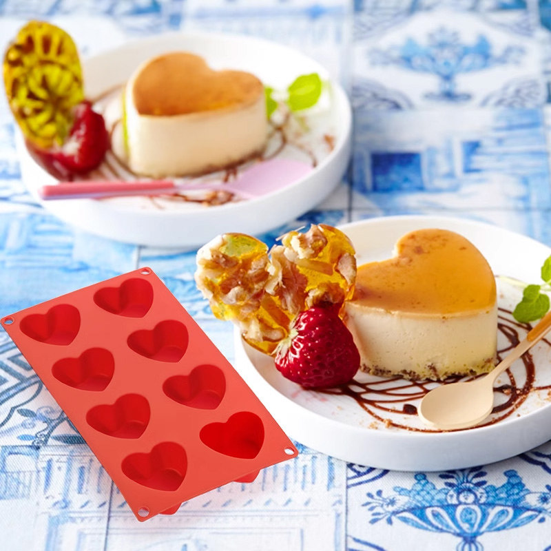 乐葵心形铂金硅胶烘焙模具蛋糕巧克力模具红色防粘烘焙工具易脱模