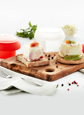 乐葵红色圆柱形微波炉煮蛋器方形煮蛋神器厨房烹饪工具健康水波蛋