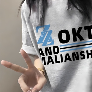 上衣 纯棉美式 复古正肩短袖 t恤女2025新款 设计感小众潮牌灰色半袖