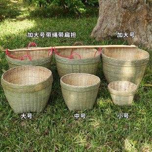 扁担箩筐竹编制品喜事道具农用竹筐结婚小竹篮大号老式手工竹篓筐