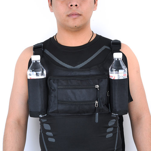 户外出行跑步运动骑行男胸包双水壶手机一体包战术机能马甲背心包