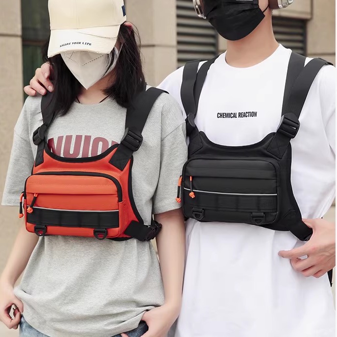 户外骑行运动跑步男女款胸包机能战术马甲背心包放手机平板胸前包