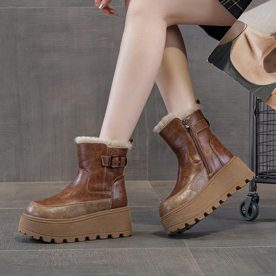 厚底内增高网红爆款加绒雪地靴