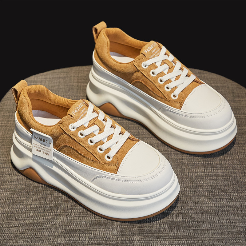 厚底真皮休闲松糕运动小白鞋百搭