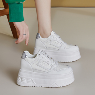 休闲松糕底超火单鞋 厚底内增高9CM小白鞋 韩版 新款 百搭 女2026春季