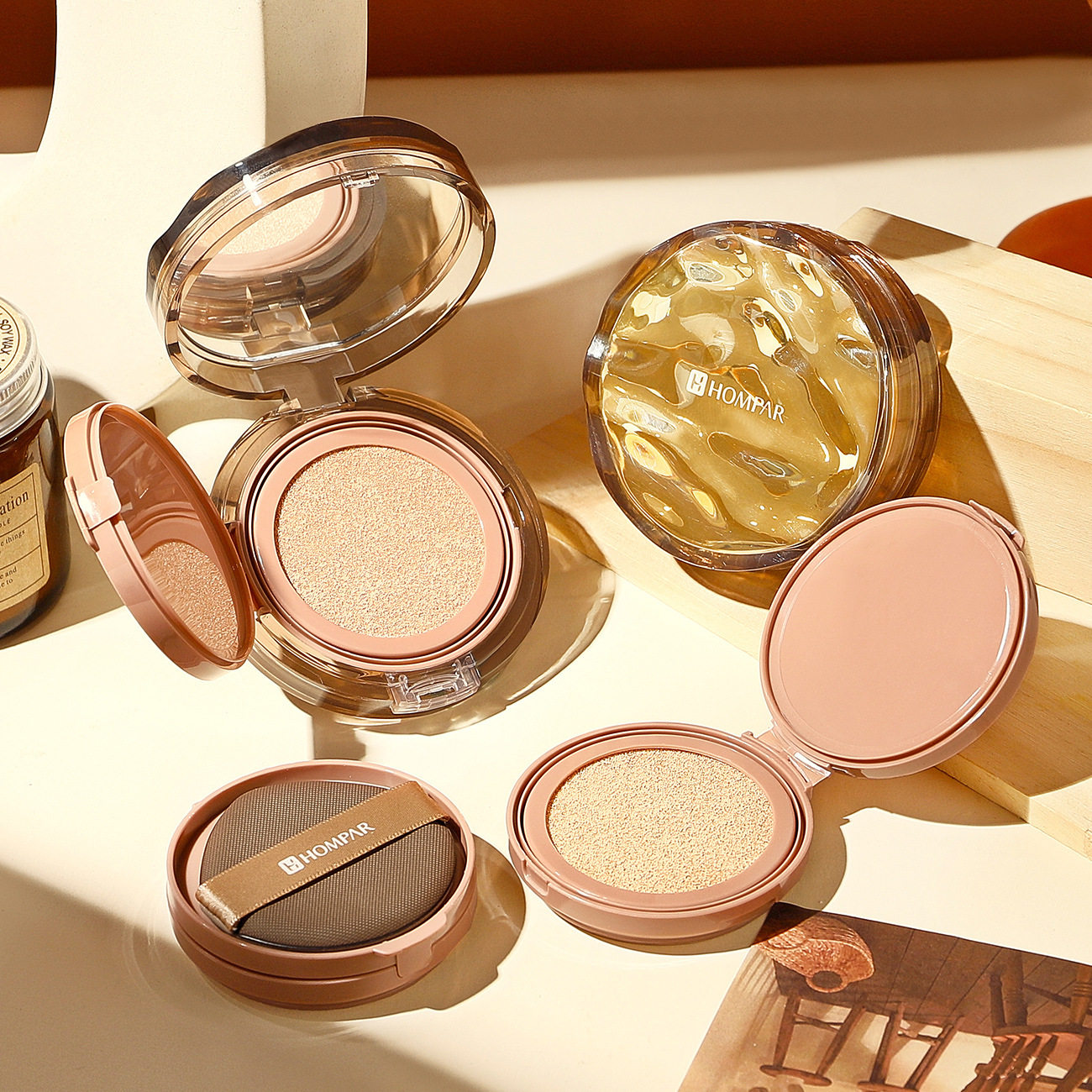 正品韩贝儿裸雾丝绒奶咖气垫BB霜修颜提亮肤色遮瑕正装+替换装