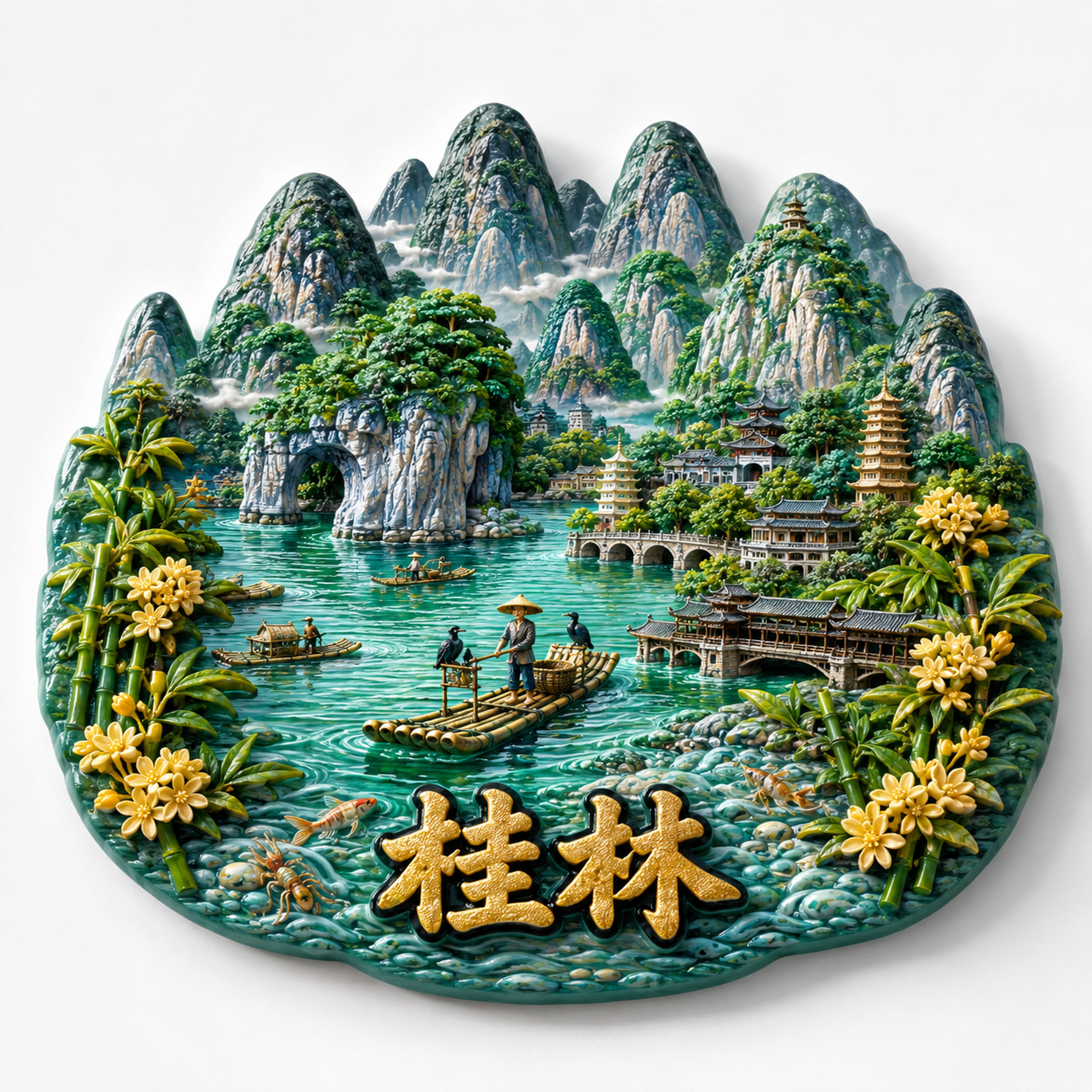 桂林金属浮雕强磁文创冰箱贴