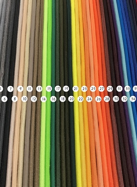 进口7芯伞绳Paracord纯色5米4mm逆鳞手环编织户外550磅EDC海贼船