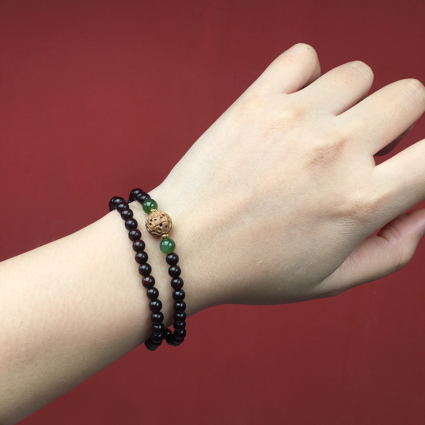 天然印度小叶紫檀路路通双圈手串招财纳福国风文玩佛珠女手链礼物