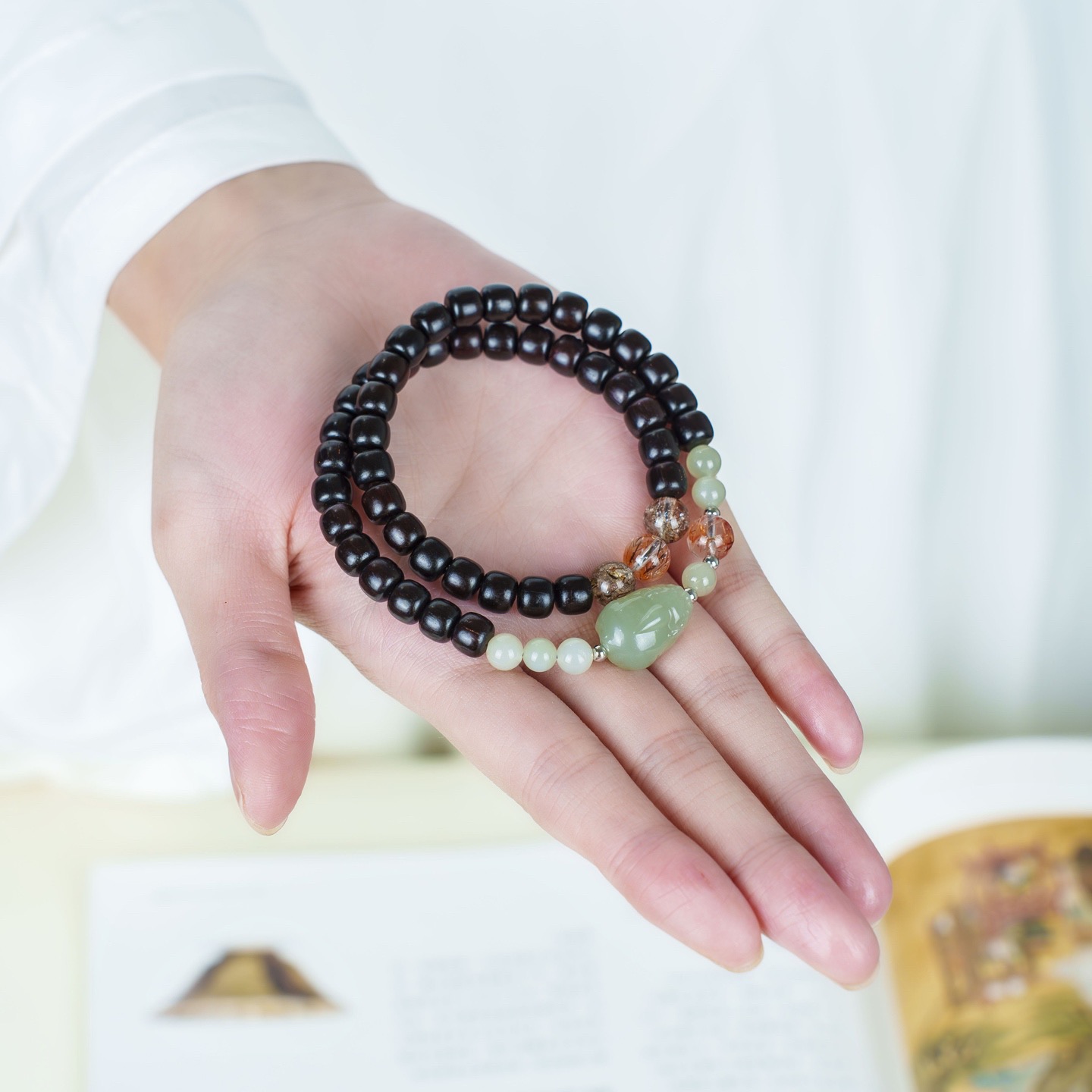 印度小叶紫檀手串双圈貔貅叠戴招财转运补木手链女款檀木文玩佛珠