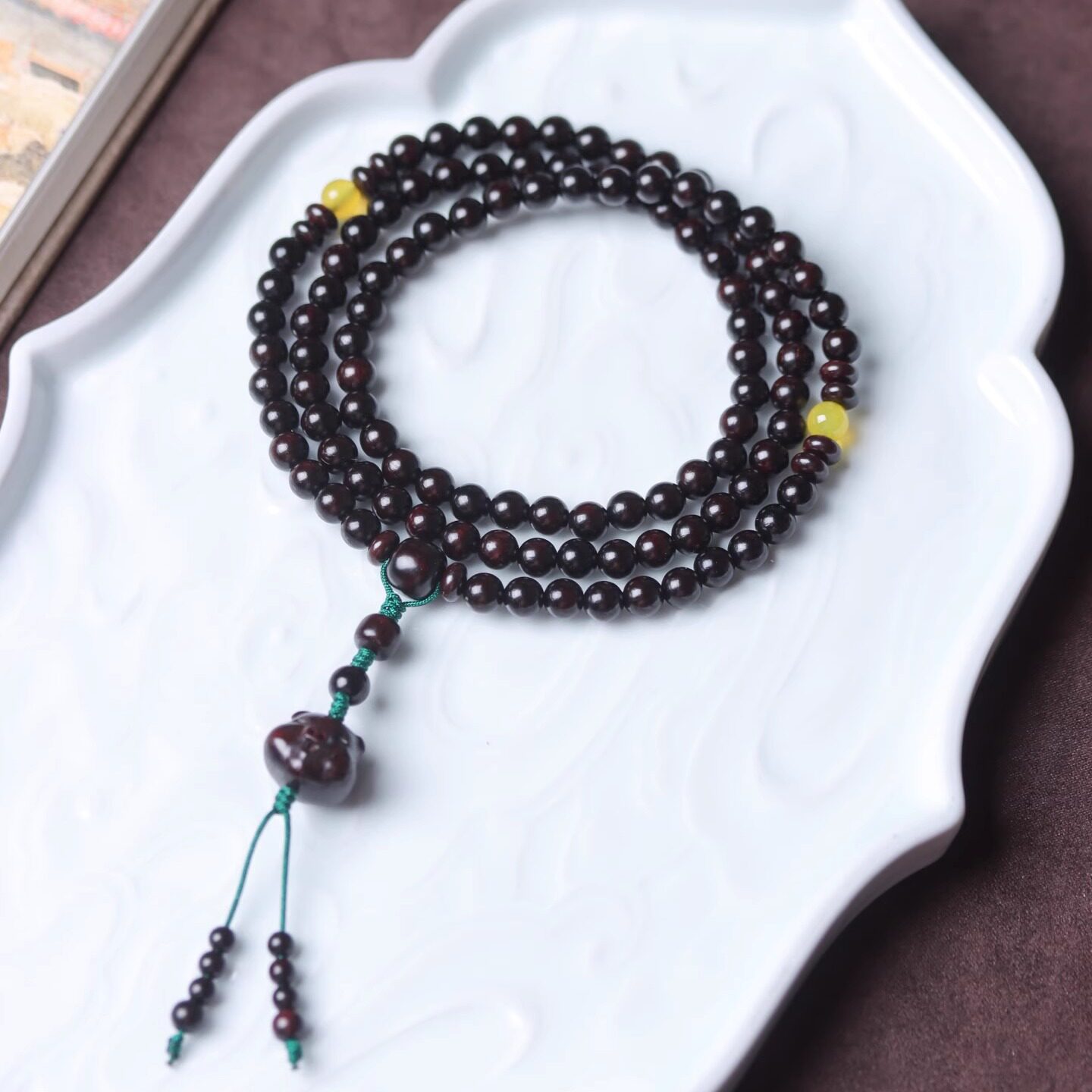 正品小叶紫檀手串6mm多圈小猪108念珠檀香木质文玩佛珠手链女盘玩