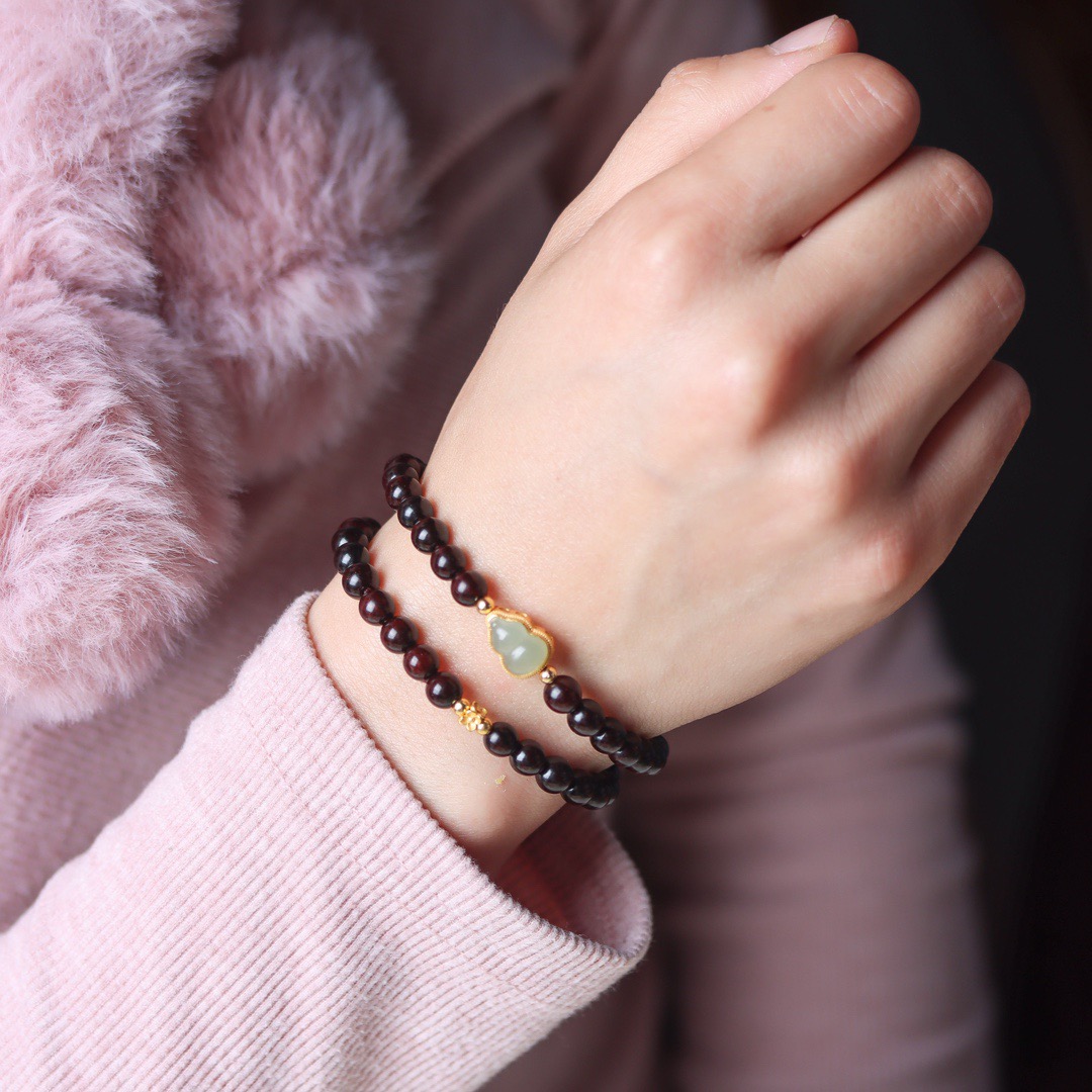 小叶紫檀手串6mm双圈福禄葫芦念珠木质文玩佛珠手链女高级感盘玩