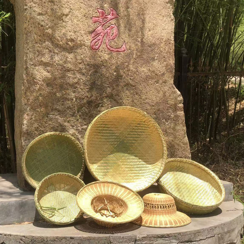 竹编凉帽老式纯手工编织