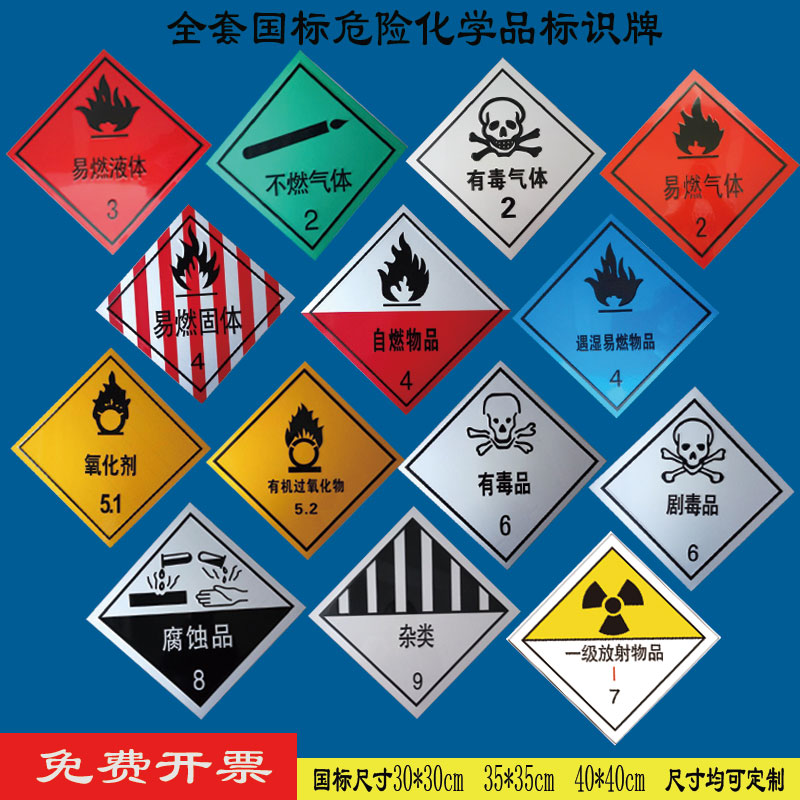 油罐车危险品安全告示易燃液体气体固体腐蚀爆炸标识贴纸