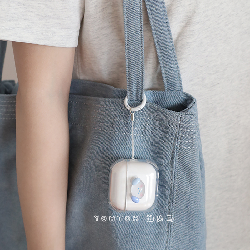 立体可爱大耳狗适用于苹果AirPods4耳机壳24款AirPodsPro透明防摔保护套C口二代降噪创意airpods2可爱tpu软壳