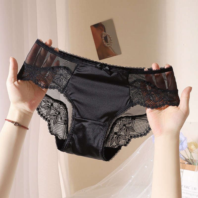 缎面蕾丝内裤女无痕薄款舒适速干