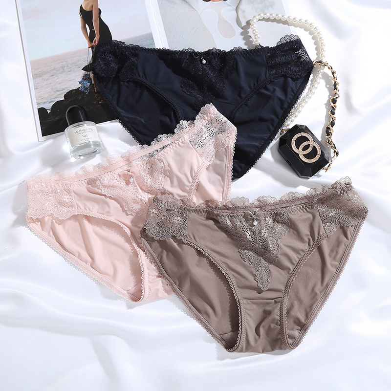 高端新款性感蕾丝内裤女冰丝棉裆