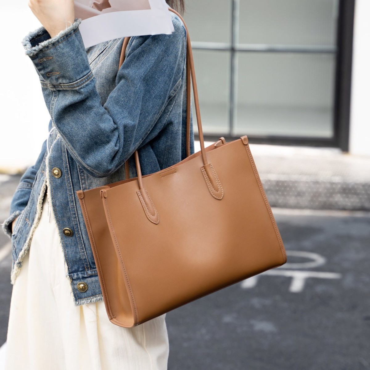 高品质真皮女包小众软皮托特包2025新款百搭高级感大容量牛皮单肩