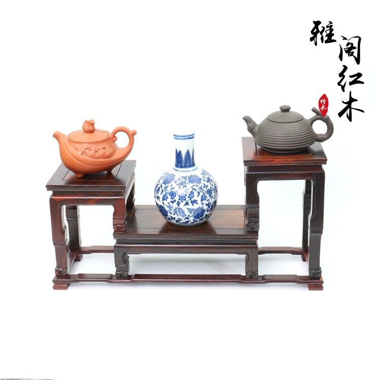 红木木雕红酸枝紫砂壶瓷器展示