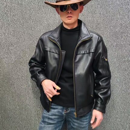 雷霆02式头层牛皮男士飞行服皮夹克外套宽松扩版帅气真皮皮衣捡漏