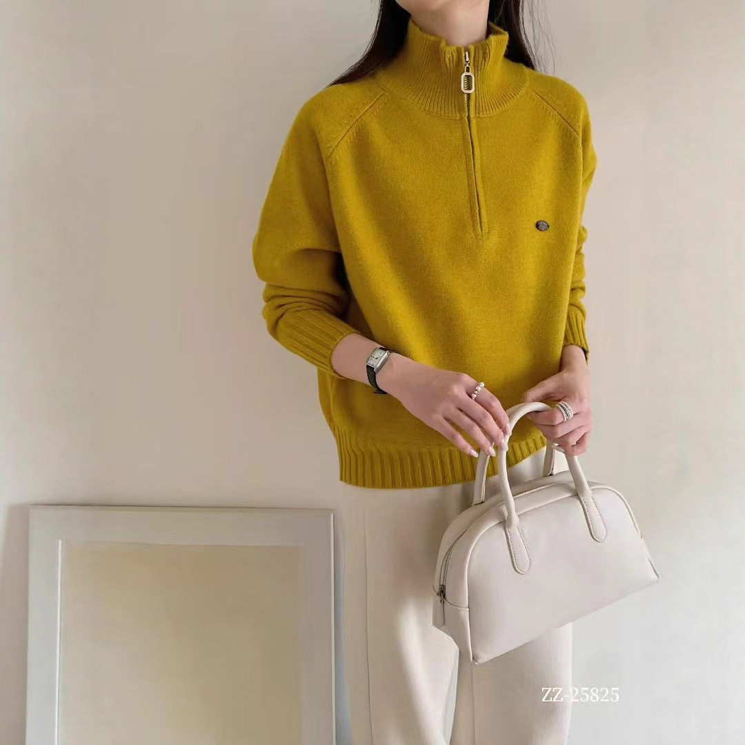 园园美衣毛衣2026文艺简约半开门襟高领慵懒风保暖韩版休闲毛衣女