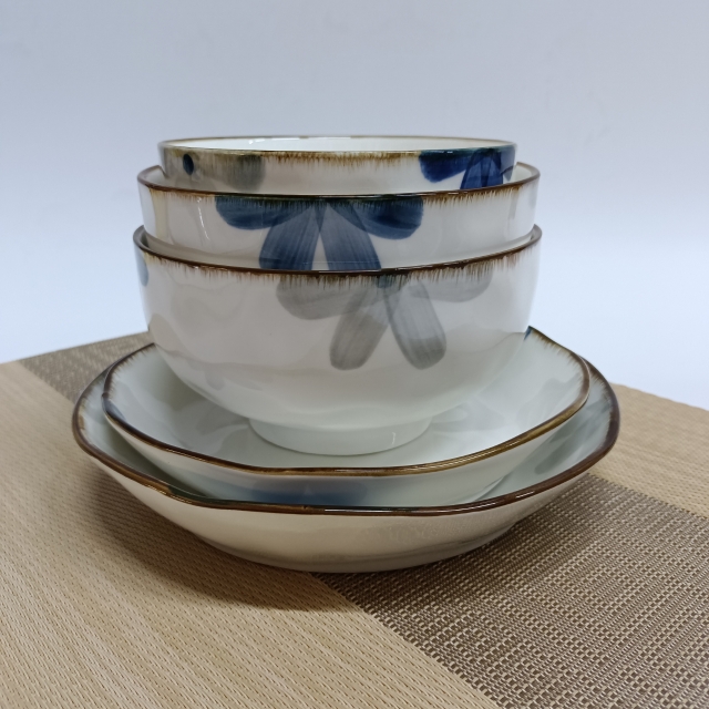 墨蓝日式陶瓷米饭碗瓷盘子家用乔迁高颜值餐具釉下彩碗盘网红碗碟