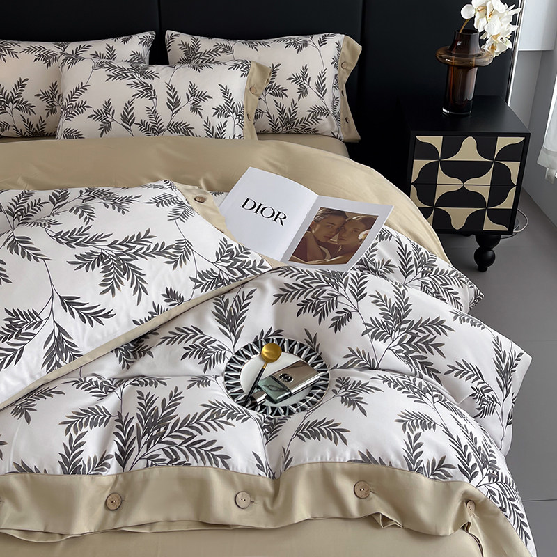 [定制]天丝棉超柔磨毛四件套冬季加厚床单床笠式轻奢床上用品套件