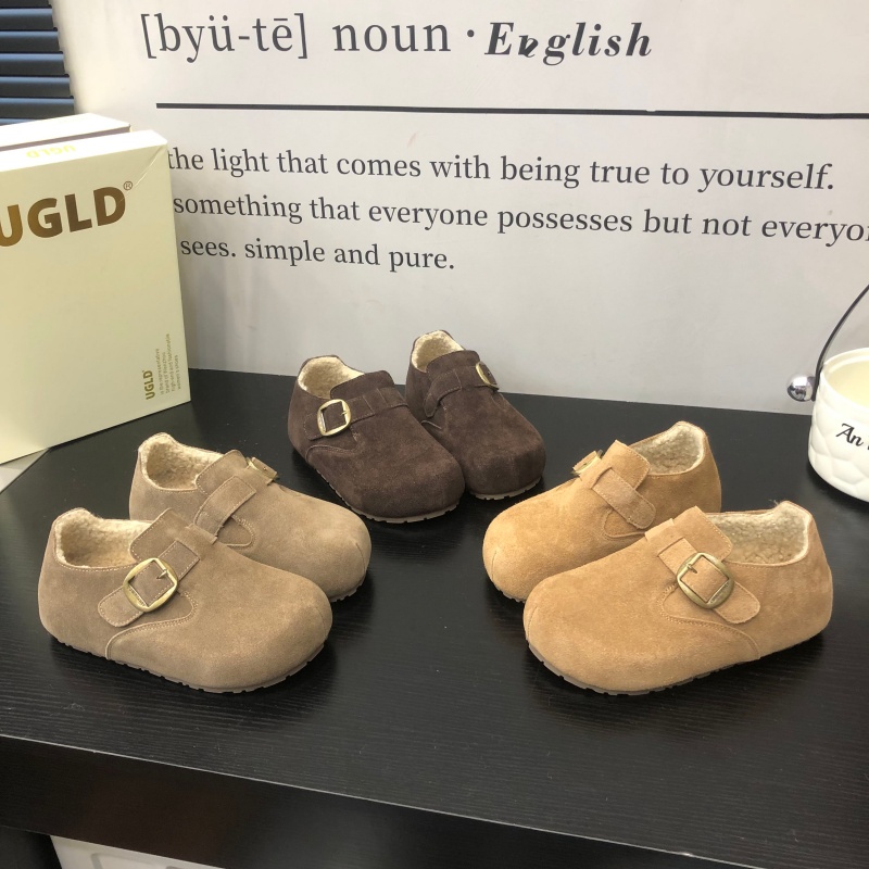 时尚魔术贴卡扣真皮大棉勃肯鞋女