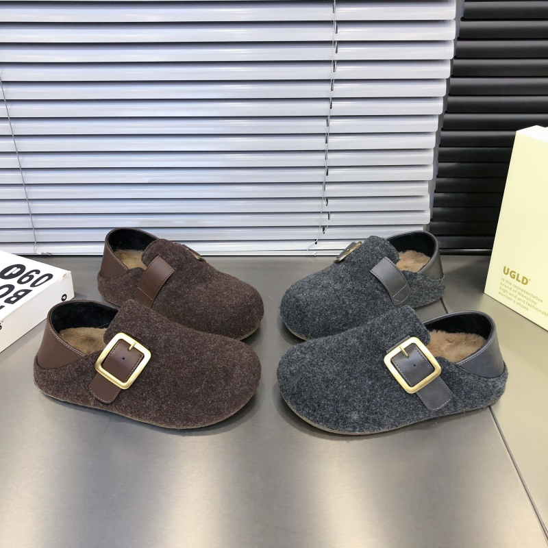 两穿毛呢加绒魔术贴软底勃肯单鞋