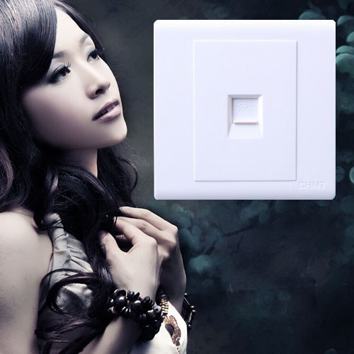 正电电工正品开关插座NEW7-D20300 e致系列电话插座一联四芯电话