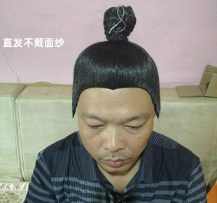 宋朝假发男剑客假发道士短发头套侠客假发黑色影视剧薛仁贵假发
