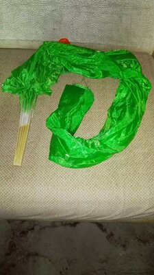加长扇子绿色舞蹈秧歌一尺