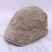 春秋天复古前进帽女四季 贝雷帽 鸭舌帽子男女文艺英伦灯芯绒秋冬季