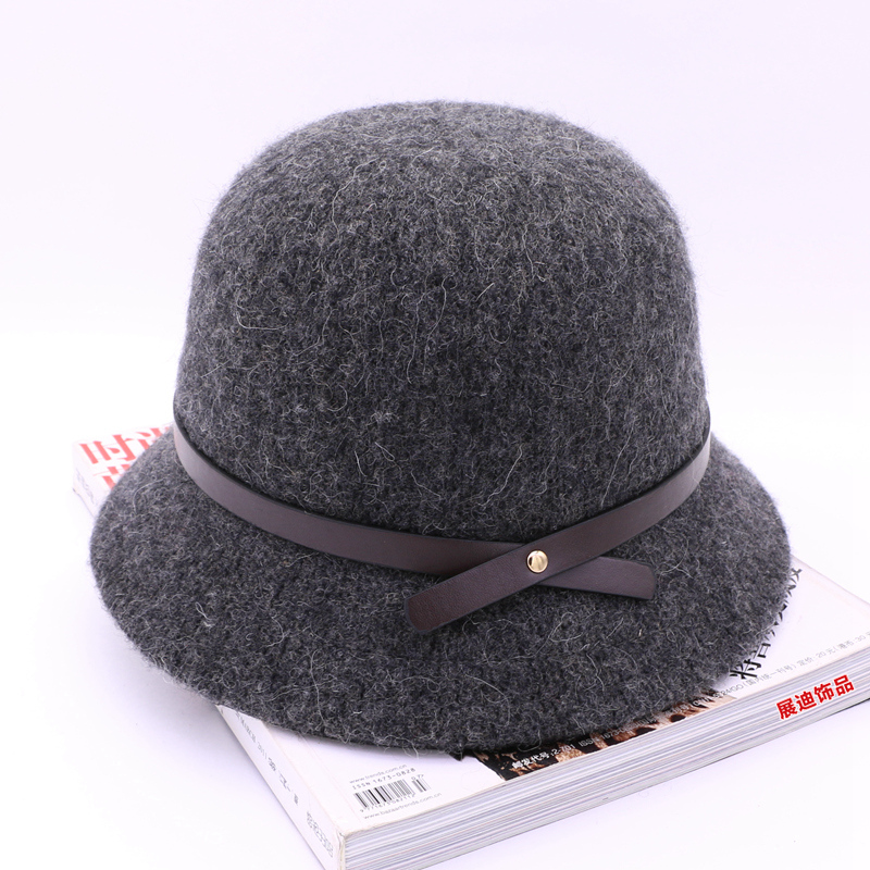g02羊绒渔夫帽皮绳礼帽女士盆帽